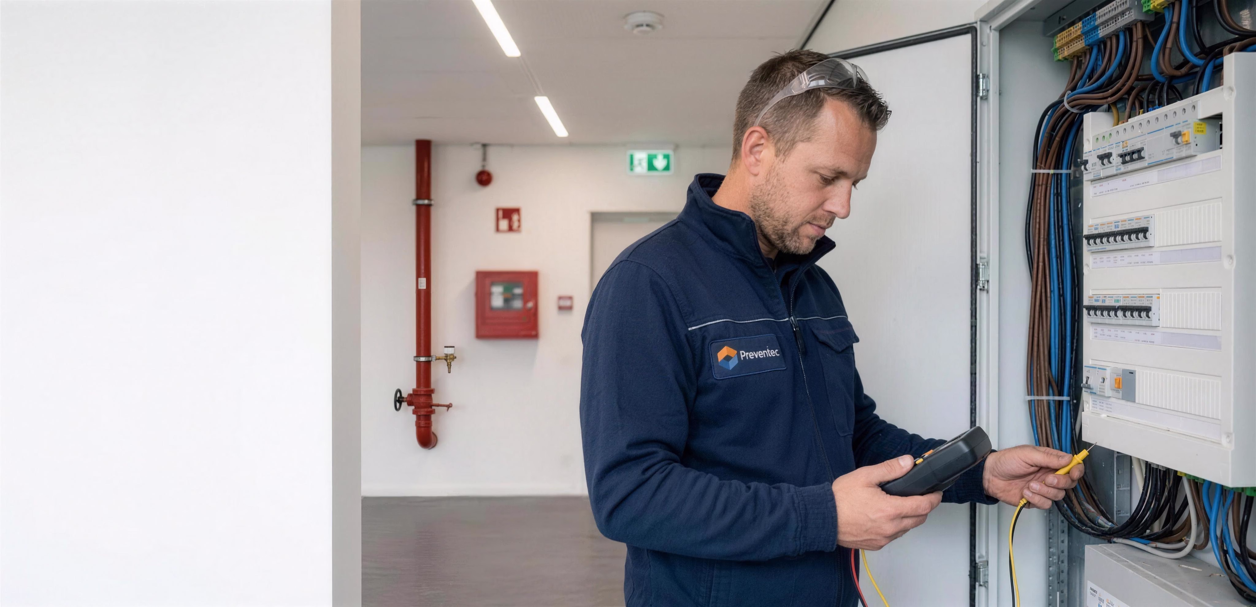 Preventec-monteur aan het werk aan een installatie
