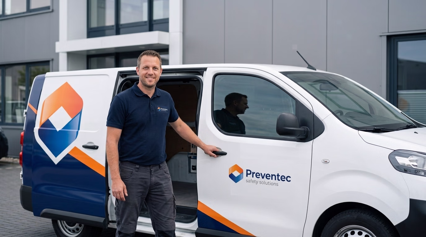 Servicebus van Preventec met monteurs